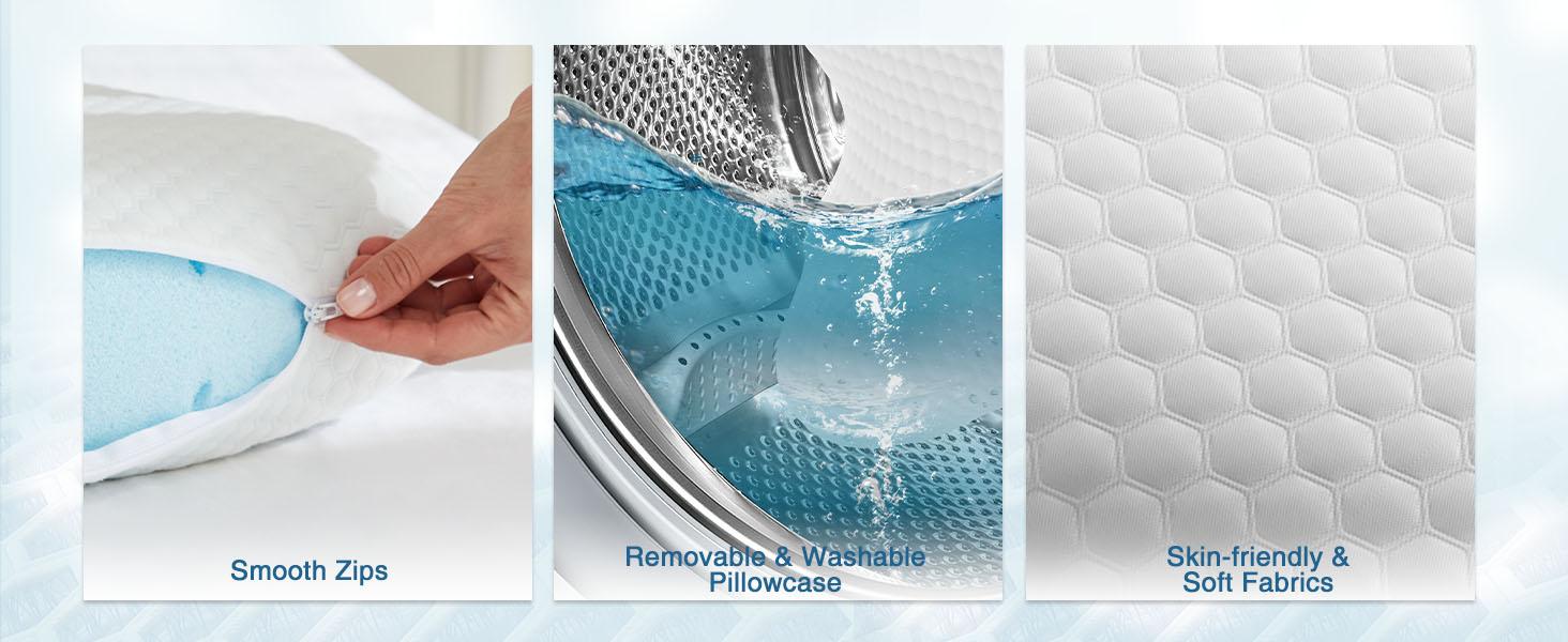 Memory Foam Pillows for Sleeping, Bed Pillow Soft and Comfortable, Cooling Pillow with Removable and Machine Washable Cover, Hotel Pillow