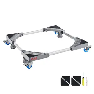 Mini Fridge Stand, 400 lbs Load, 4 Strong Feet, 4 Locking Swivel Wheels, Washer and Dryer Pedestal, Multi-Functional Adjustable Base for Washing Machine, and Refrigerator, Universal Mobile Base