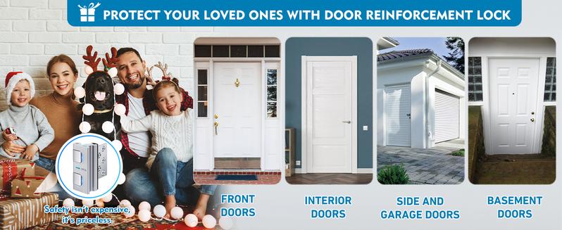 Heavy Duty Door Reinforcement Lock for Inward Swinging Doors, Up to 800 lbs Force, Anti-Burglary, Easy Installation