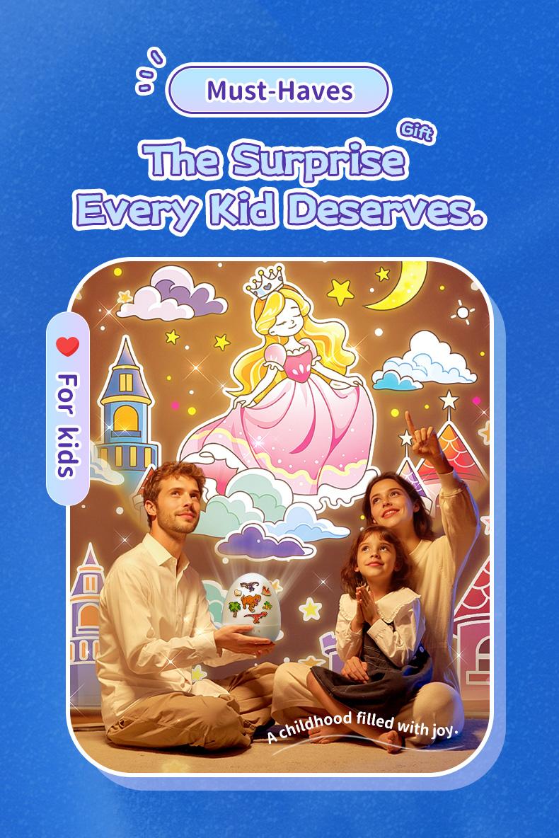 Onefire Night Light for Kids with 15 Films & 15 White Noises Remote kids cartoon projector lamp princess room decor unicorn night light toddler night light egg light for nursery Baby sound machine dinosaur toys Christmas Gifts for Kids Ages 1-8