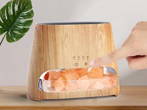 SALKING 2-in-1 Ultrasonic Essential Oil Diffuser & Himalayan Salt Lamp, Aromatherapy Diffuser Cool Mist Humidifier with Auto Off Function, 100% Pure Himalayan Pink Salt Rock, 150ml (Wooden Grain)