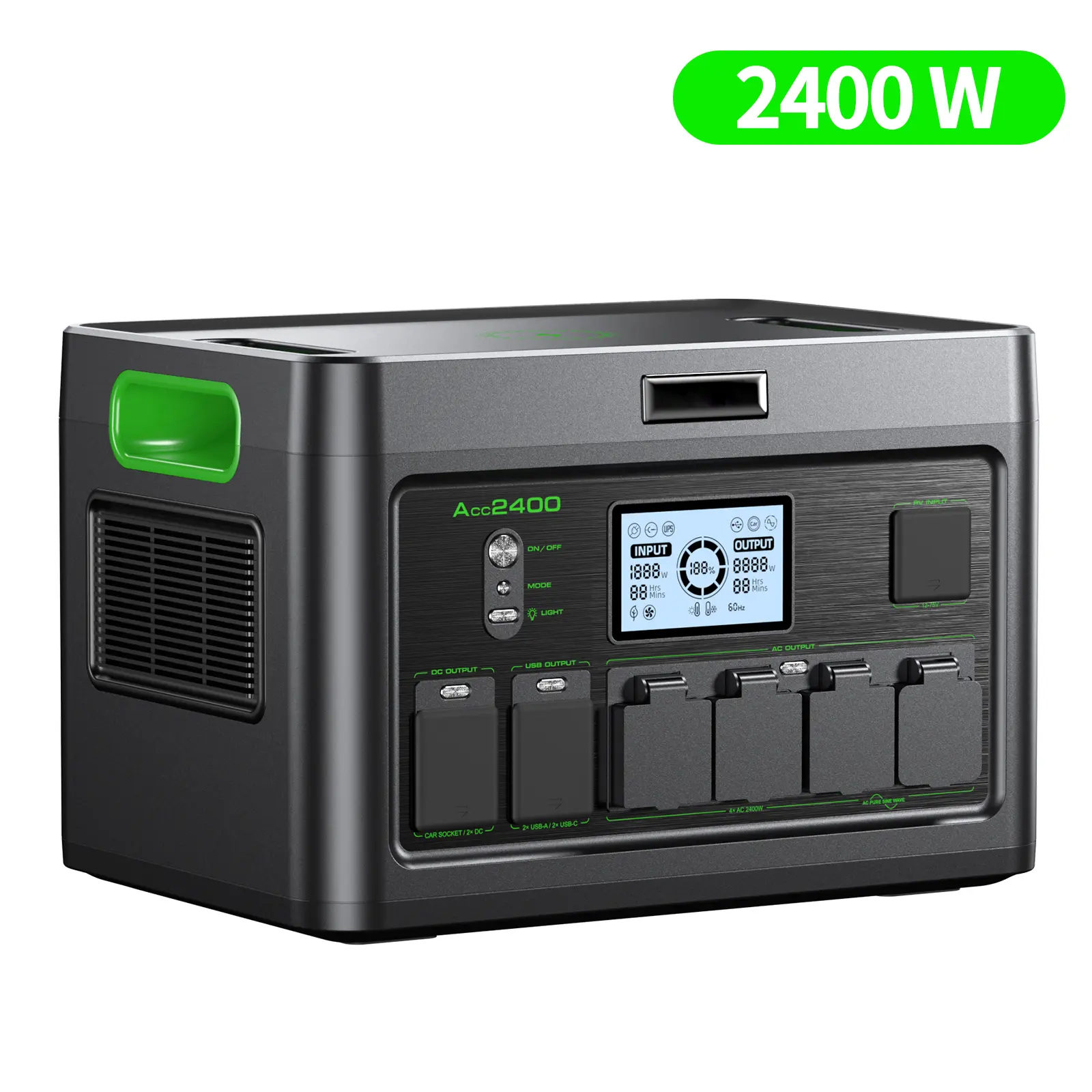 2400W Power Station（GREEN ）-For Emergency, Outdoor