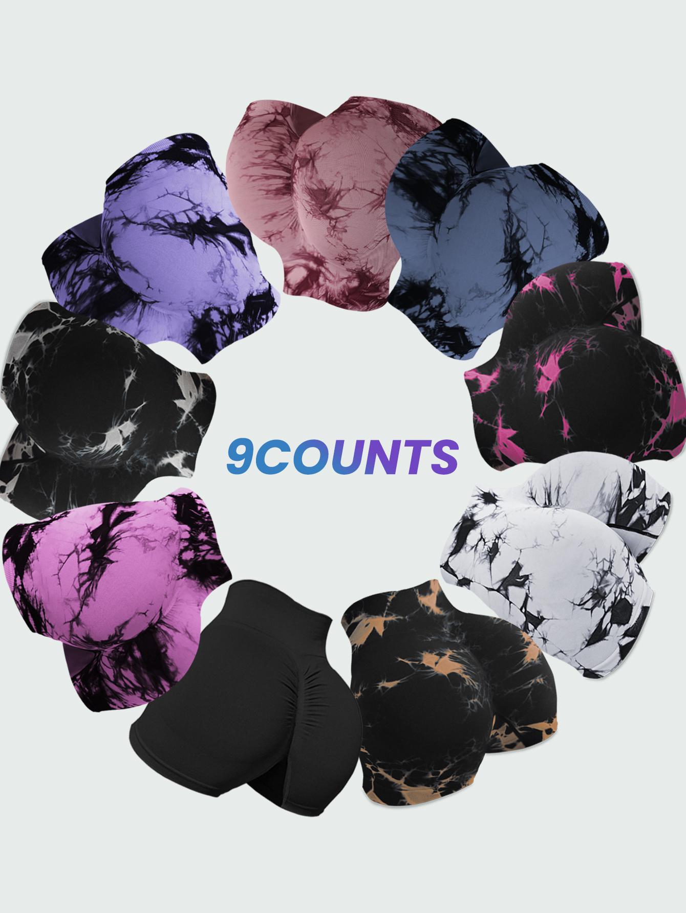 TCVC Women's Tie Dye High Waist Sports Shorts, Casual Comfy Breathable Skinny Athleisure Casual Shorts for Yoga Gym Workout Running,Ladies Sportswear for Spring and Summer