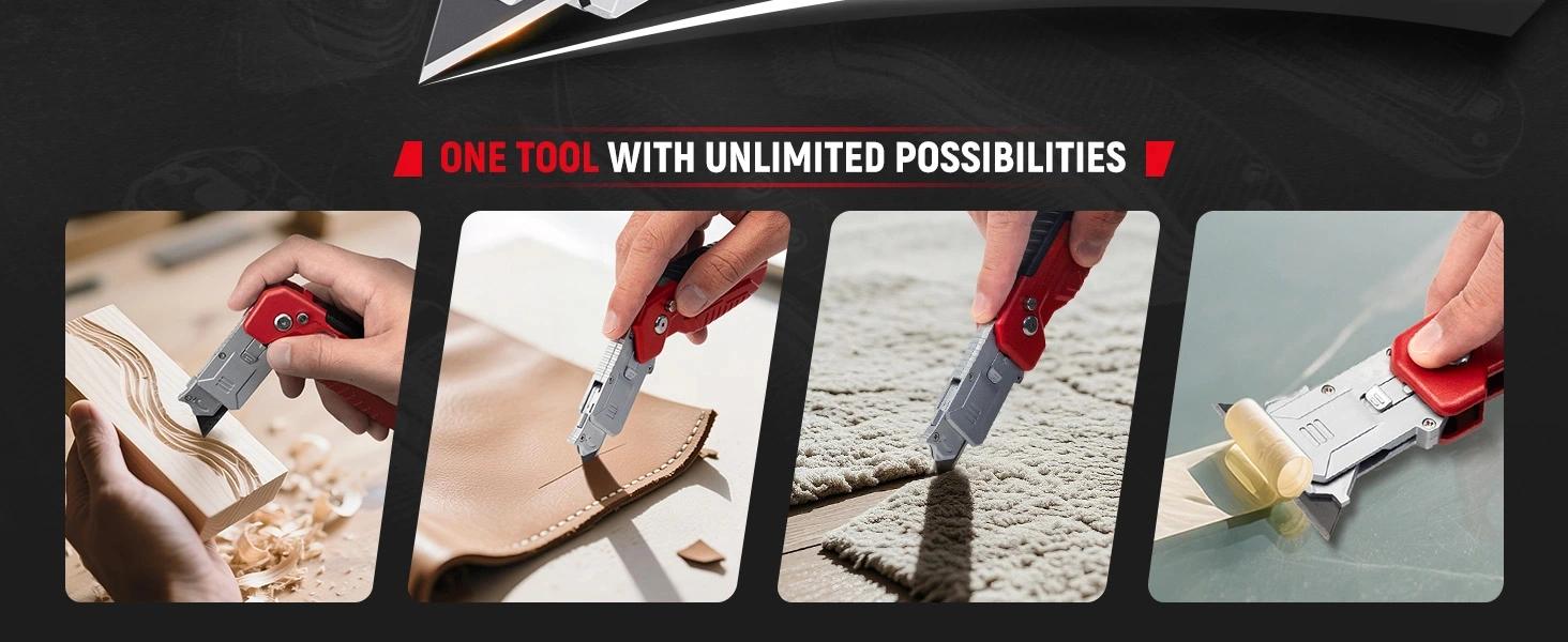 Utility Knife & Scraper, 2-in-1 Folding Box Cutter with Blade Storage, - Zinc Alloy Body, Retractable Design, EDC Tool for Home, Office, DIY - Red Fixed Blade Tool Utility Knife & Scraper, 2-in-1 Folding Box Cutter with Blade Storage, - Zinc Alloy Body, Retractable Design, EDC Tool for Home, Office, DIY - Red Fixed Blade Tool