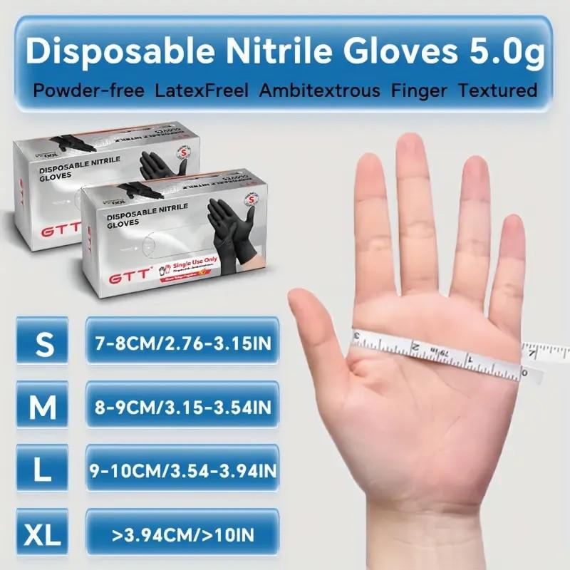 100/500/1000 Black Nitrile Exam Gloves 4 Mil, Powder-Free Disposable Gloves for Medical, First Aid,Cleaning Food Prep, Tattoo,Cooking