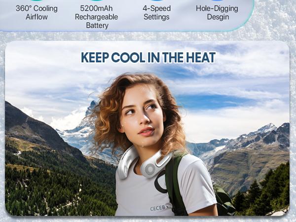 Neck Fan, Hands Free Bladeless Neck Fans Portable Rechargeable, 360° Cooling Neck Fan, 4 Speeds, Quiet, 5200 mAh Battery Operated USB Wearable Personal Fan Gifts for Women, Travel, Outdoor Neck Fan, Hands Free Bladeless Neck Fans Portable Rechargeable, 360° Cooling Neck Fan, 4 Speeds, Quiet, 5200 mAh Battery Operated USB Wearable Personal Fan Gifts for Women, Travel, Outdoor