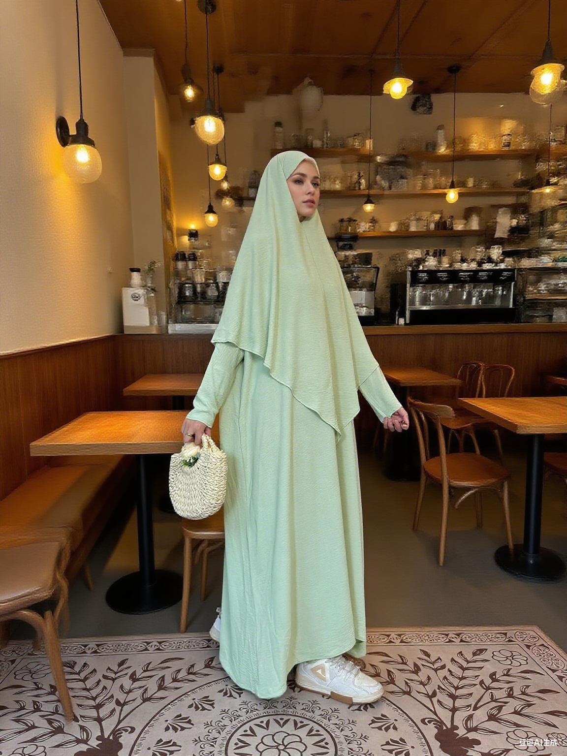 CL05-2 Abaya Hijab, Muslim dress, hijab, solid color, simple and casual, crepe Khimar suit【Fashionweek】