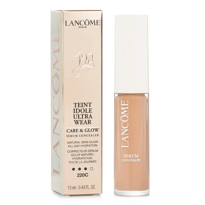 Lancome Teint Idole Ultra Wear Care & Glow Serum Concealer - #220C, Hydrating Moisturizing Makeup with Hyaluronic Acid & Full Coverage, Eye Brightening Concealer & Foundation, Under Eye Corrector Concealer & Foundation