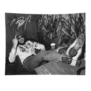 Tapestry  Hank William With His Signature Tapestry For Decorate Clubs Concerts Bars University Dormitories Living Rooms Bedrooms Wall Decoration