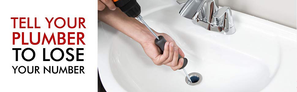 TUBSHROOM DrainShroom 42 Inch Tub and Sink Snake Auger Clog Remover for Bathroom Drains, Stainless Rubber, Universal Quick Change Shaft, Pipe Dredging Agent