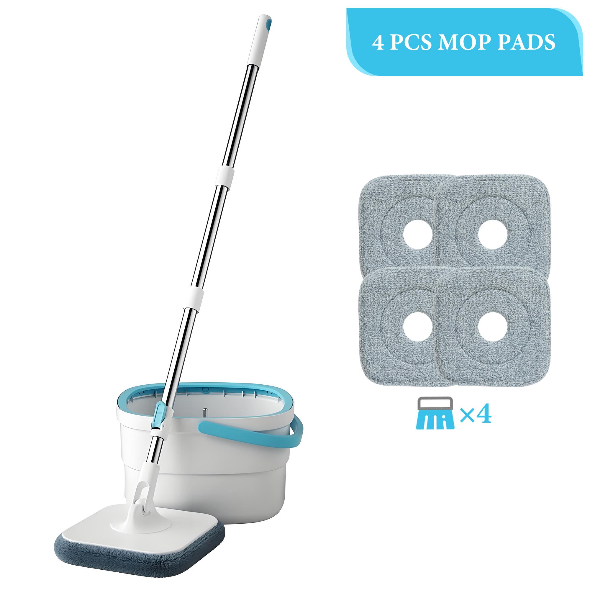 Bepatio 360° Spin Mop and Bucket Set with 2/4 Microfiber Refills , Square Spin Mop Head & Dual Compartment Mop Bucket , Wet And Dry Use, Perfect for Bedroom & Living room & Bathroom