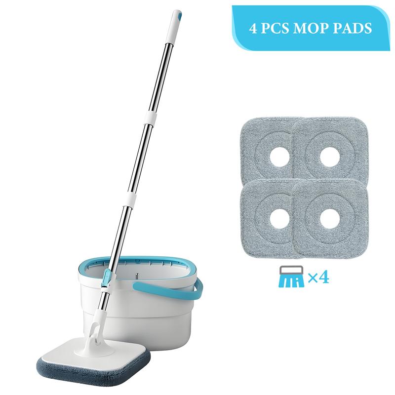 Bepatio 360° Spin Mop and Bucket Set with 2/4 Microfiber Refills , Square Spin Mop Head & Dual Compartment Mop Bucket , Wet And Dry Use, Perfect for Bedroom & Living room & Bathroom