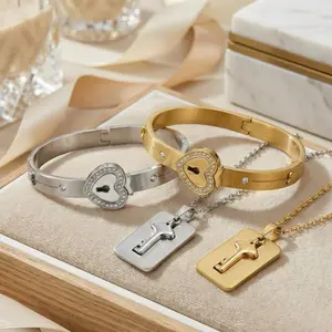 18k Gold and Silver Matching Necklace and Bracelet for Couples Valentines Day Gift Jewelry Set Meaningful Bonds Everyday Wear Unlocked Timeless Finish