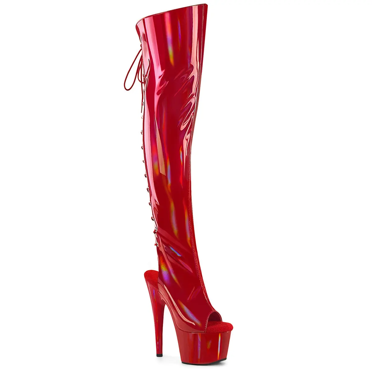 Pleaser Adore-3019HWR Women's Over-the-Knee Open Toe Evening Shoe Boot - All-Seasons Design