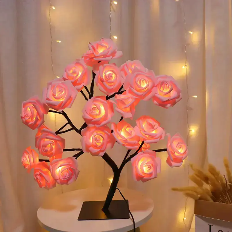 LED Rose Flower Tree Night Light, USB/Battery Powered Romantic Table Lamp, Decorative Blossom Tree Light for Bedroom, Home Decor, Valentine’s Day, Mother’s Day & Holiday Gift Idea tiktokshopbacktoschool