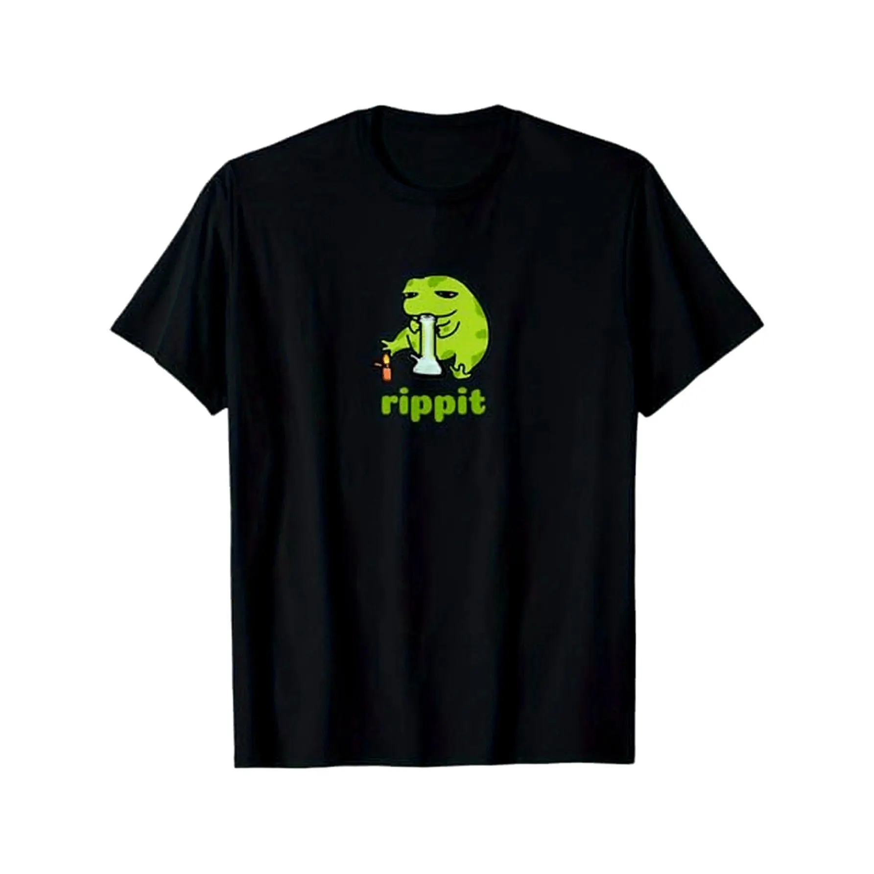Graphic T-Shirt with Rippit Smoking Frog Print, Unisex Oversized Relaxed Fit 100% Cotton Fabric, Classic Crewneck Shortsleeve Top