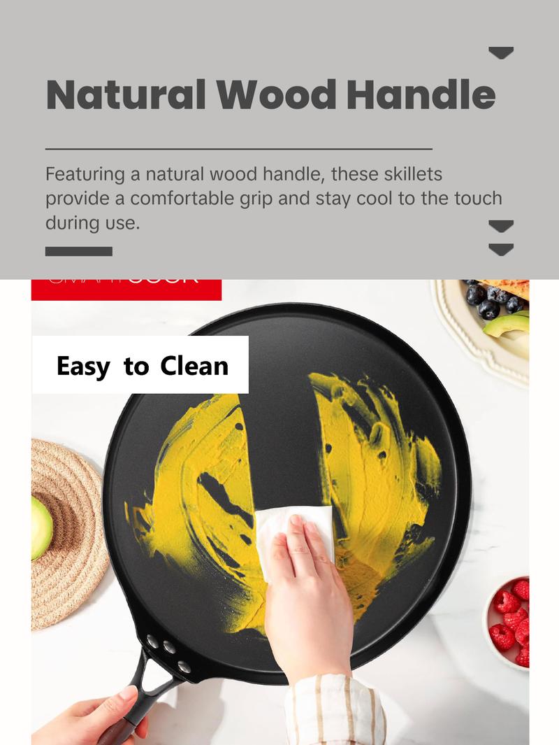 SmartCook 10", 13" Nonstick Carbon Steel Skillets and Utensils set , Durable, Foodi, Perfect for Stove-Tops, Non-Toxic Cookware Set, Griddle with Handle, Omelet Pan, Comal for Tortillas, Crepe Pan pots and Metal Silicone Induction Wood