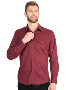 El General Men’s Long Sleeve Western Shirt - Burgundy Stretch   45615
