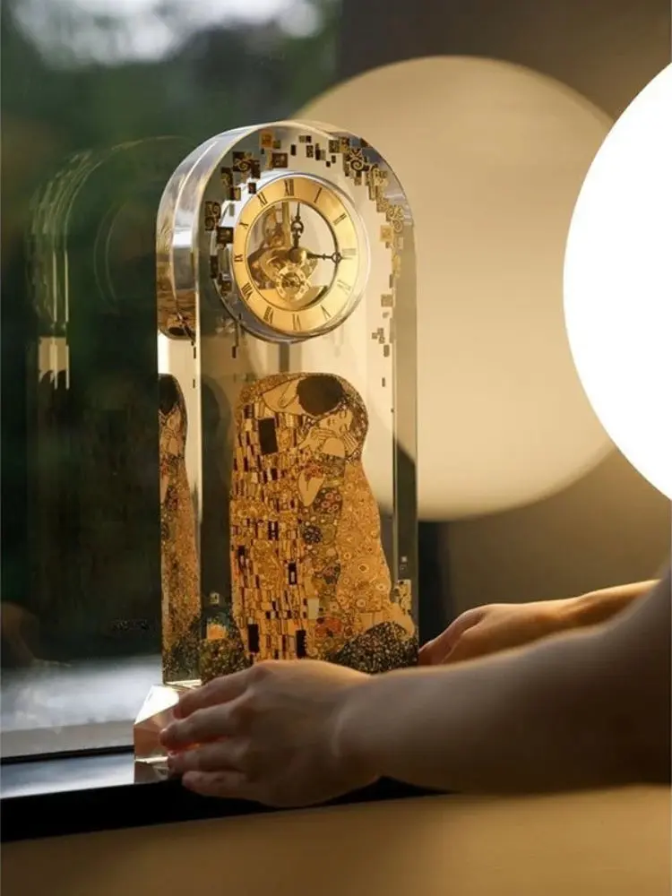 Vintage Table Clock Living Room Retro Designer Cute Desk Clocks Elegant Modern Fituristic Clocks Glass Tabletop Home Decor