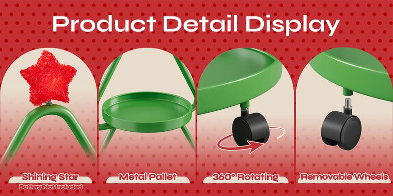 【Deal】Pinmoco Christmas Tree Snack Shelf Cart, Halloween & Christmas Decorations Cupcake Tray Holiday Festival Wedding Bar Party Supplies, 3-Tier Rolling Stand for Festive Decor & Food Display