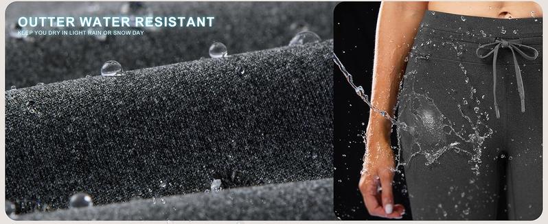 G Gradual Women's Leggings Fleece-lined Winter High-Waisted Water Resistant Warm Thermal Hiking Ski Walking Running Workout Gym Sportswear Bottoms with Pockets for Women Fitness Drawstring Training Pant