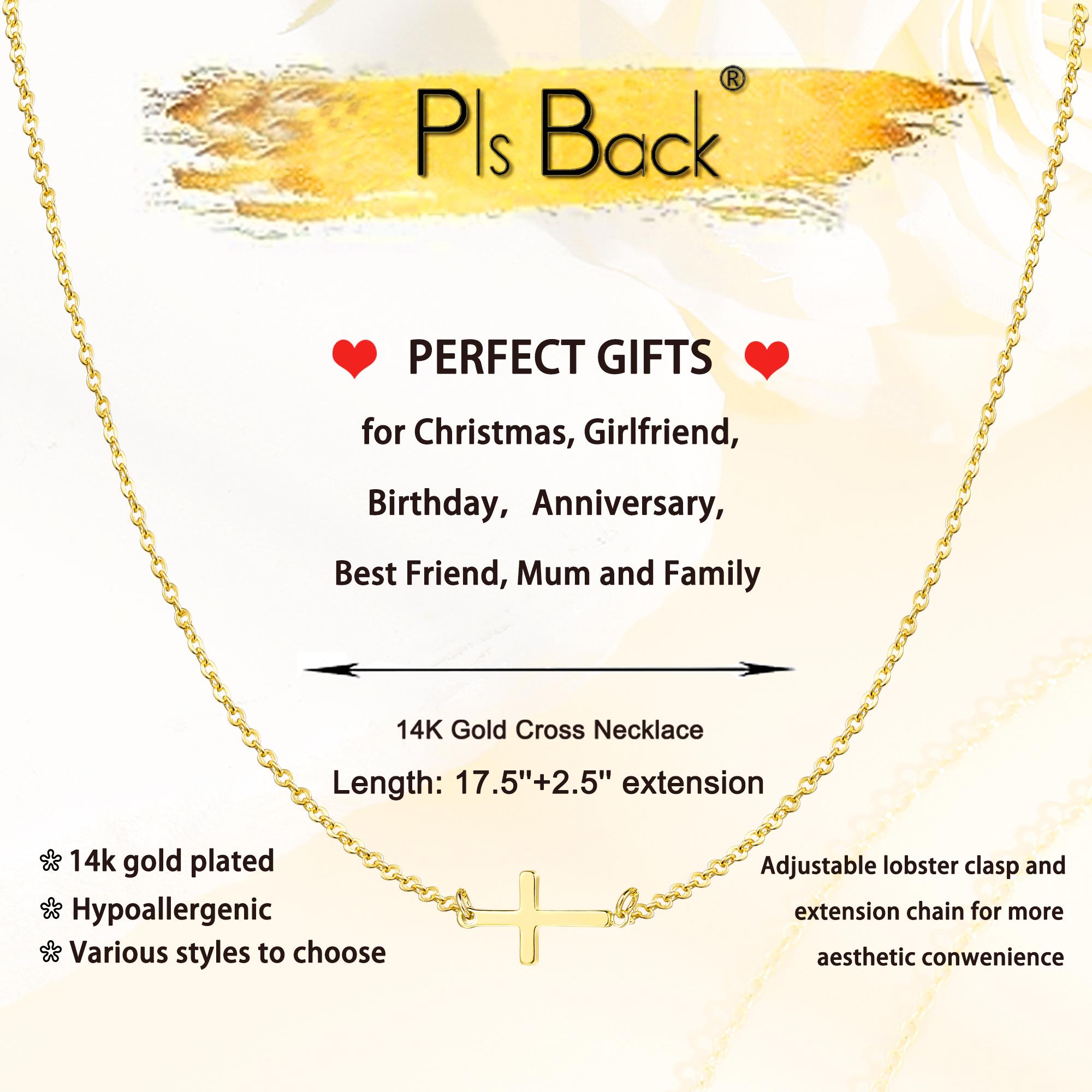 17KM 14K Gold Plated Layered Cross Necklace for Women , Dainty Small Pendant Choker, Trendy Faith Religious Jewelry, Minimalist Mother's Day Gift