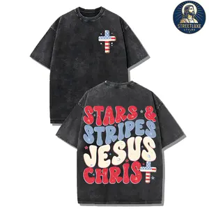 Star&Stripes Jesus Christ Double Sided Unisex Washed Christian T-shirt Fathers Day Gift Ideas Its Not Your Birthday Boy Merch