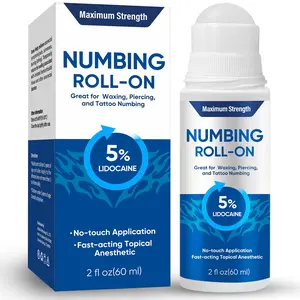 Maximum Strength 5% Lidocaine Numbing Roll-On | Fast-Acting Topical Anesthetic for Tattoo, Waxing & Piercing | No-Touch Applicator for Targeted Pain Relief | Cooling & Soothing Skin Gel