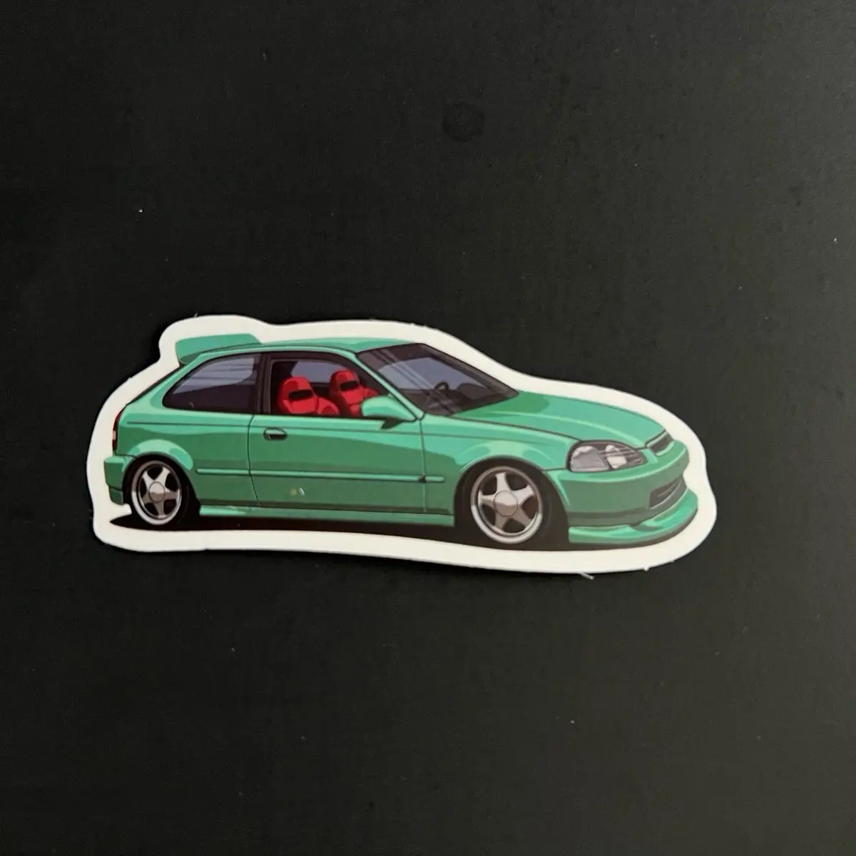 JDM Honda Civic Ek Midori Green Cartoon Premium High Quality Sticker