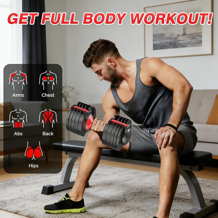 52.5lb Adjustable Dumbbells, 15 in 1 Weights Dumbbells Set, Fast Adjust Weights Set with Anti-Slip Grip, Space Saving for Home Gym