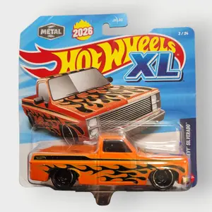 Hot Wheels XL 2026 1983 Chevrolet Silverado with Orange Flames, 3/3 "SILVERADO".