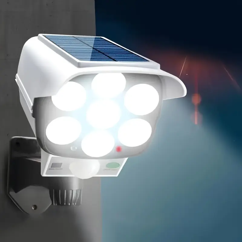 Fake Solar-Powered CCTV Camera Light - 800 Lumens, Wireless Security Camera, Motion-Activated, Wall Mount, Auto Shut-Off, Remote-Monitor, 24/7 Security Guard, Outdoor Home Intruder Deterrent, Cordless