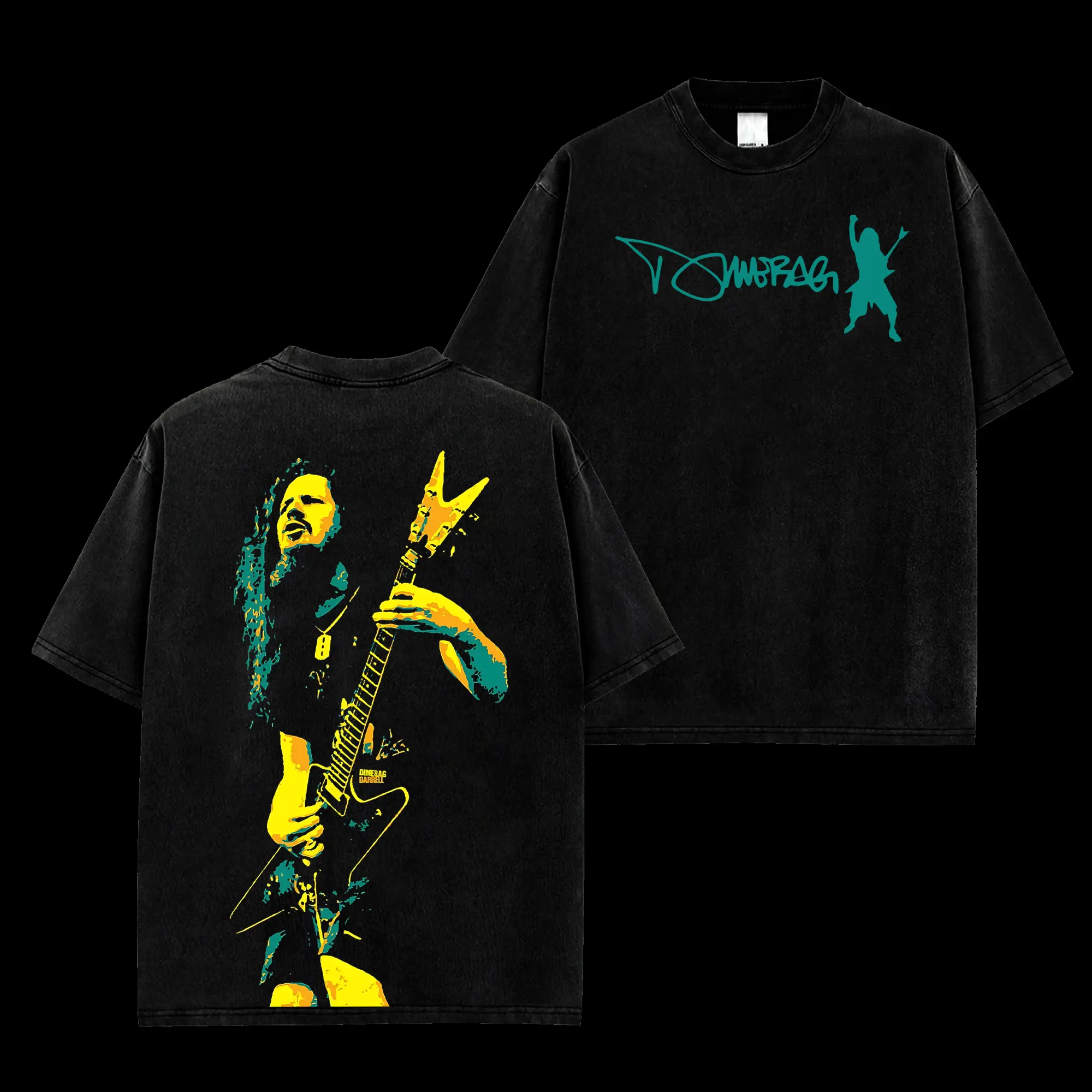 [MetalStyle] Pantera Dimebag Darrell Guitar V2 Retro Unisex 100% Heavyweight Cotton T-Shirt – 90s Records Rock Cotton Tee, Groove Metal Rock Band Shirt, Oversized Vintage Tee, Heavy Metal Merch, Gift for Rock Fans