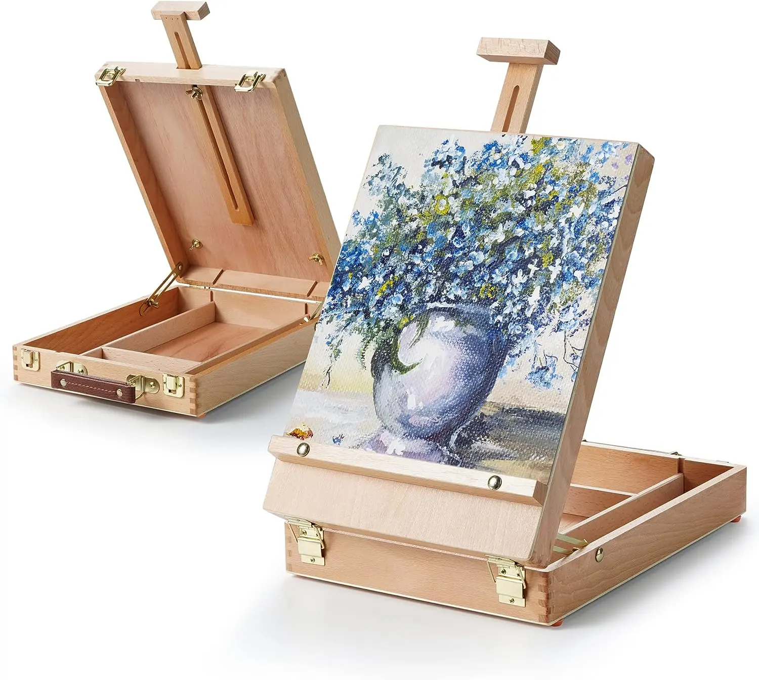 Back to School Essential - ARTIFY Adjustable Beechwood Tabletop Painting Easel, Table Sketch Box Easel, Desktop Artist Easel for Drawing (Easel Box)