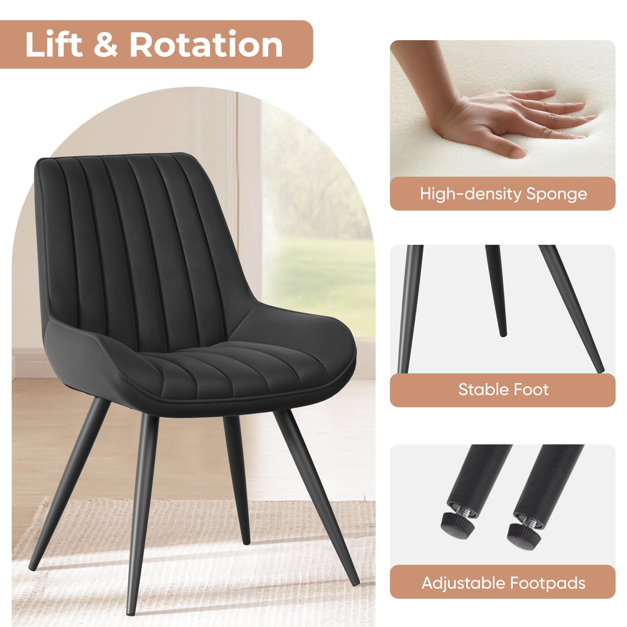 Modern Dining Chairs Set of 4, Comfy Dining Room Chairs with Thick Cushions, Upholstered Fabric Kitchen Side Chairs with Metal Legs, springtok