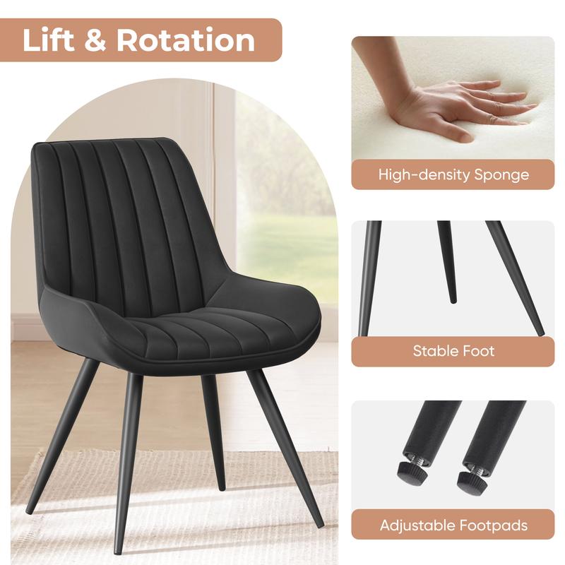 Modern Dining Chairs Set of 4, Comfy Dining Room Chairs with Thick Cushions, Upholstered Fabric Kitchen Side Chairs with Metal Legs, springtok