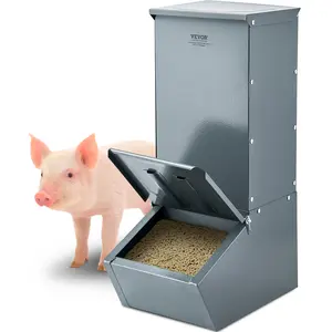 VEVOR Hog Feeder,  2.2 Bushel Capacity, Single Door Pig Feeder, Heavy Duty Steel Piglets Feeder, Multipurpose Trough Creep Feeder, Outdoor Livestock Feeder Farm Accessory for Feeding up to 5 Hogs