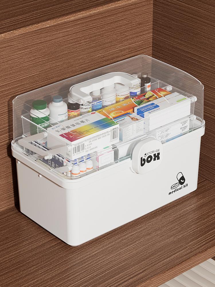 UFORU Three-Tier Medicine Organizer,Portable Medicine Cabinet with Sliding Rail, Integrated Medication Storage Box, Sliding Drug Cabinet, Household First Aid Medicine Box, Large Capacity,Healthcare,Kit