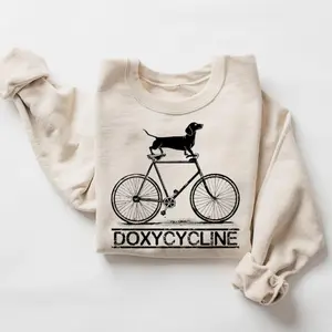Doxycycline Pharmacy Pun Sweatshirt, Dachshund on Bicycle Pharmacists Shirt, Veterinary Pharmacists Technicians Sweatshirt