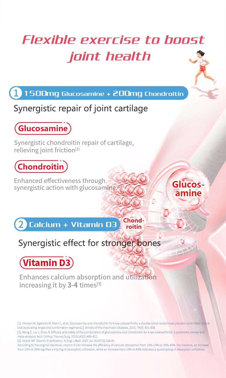 Up Resilience MoveFree 7-in-1 Glucosamine Chondroitin Multi-Vitamins Plus Calcium Complex for Women Anti-Aging Supplement 120 Pills Edible Fitness with Vitamin A C E for Joint Health