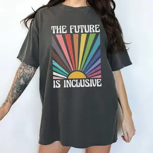 The Future is Inclusive Shirt Retro, Vintage Rainbow Pride Tee, Trans Rights Top, LGBTQ Gift, Progress Pride Shirt, Social Justice Shirt