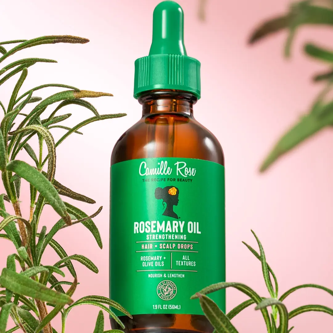 Camille Rose Rosemary Oil Strengthening Hair & Scalp Drops - 1.9oz Multi-Use Oil with Peppermint, Amla & Shikakai for Scalp Nourishment, Strength & Shine - All Hair Types