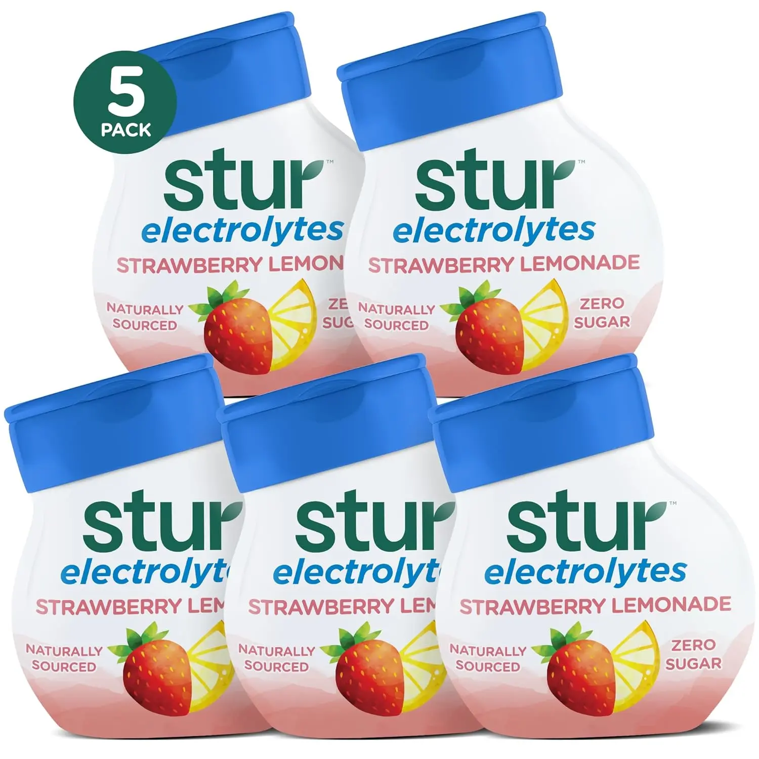 Beverage Stur Electrolyte Water Enhancer – Sugar-Free, Keto, Vitamin C, 5 Bottles (Strawberry Lemonade) Natural Sport