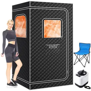 Garvee Portable Sauna Box for Home Spa with 4L 1500W Steamer, Durable 600D Oxford Tent, Explosion-Proof Zipper, 99-Minute Timer, and Foldable Design