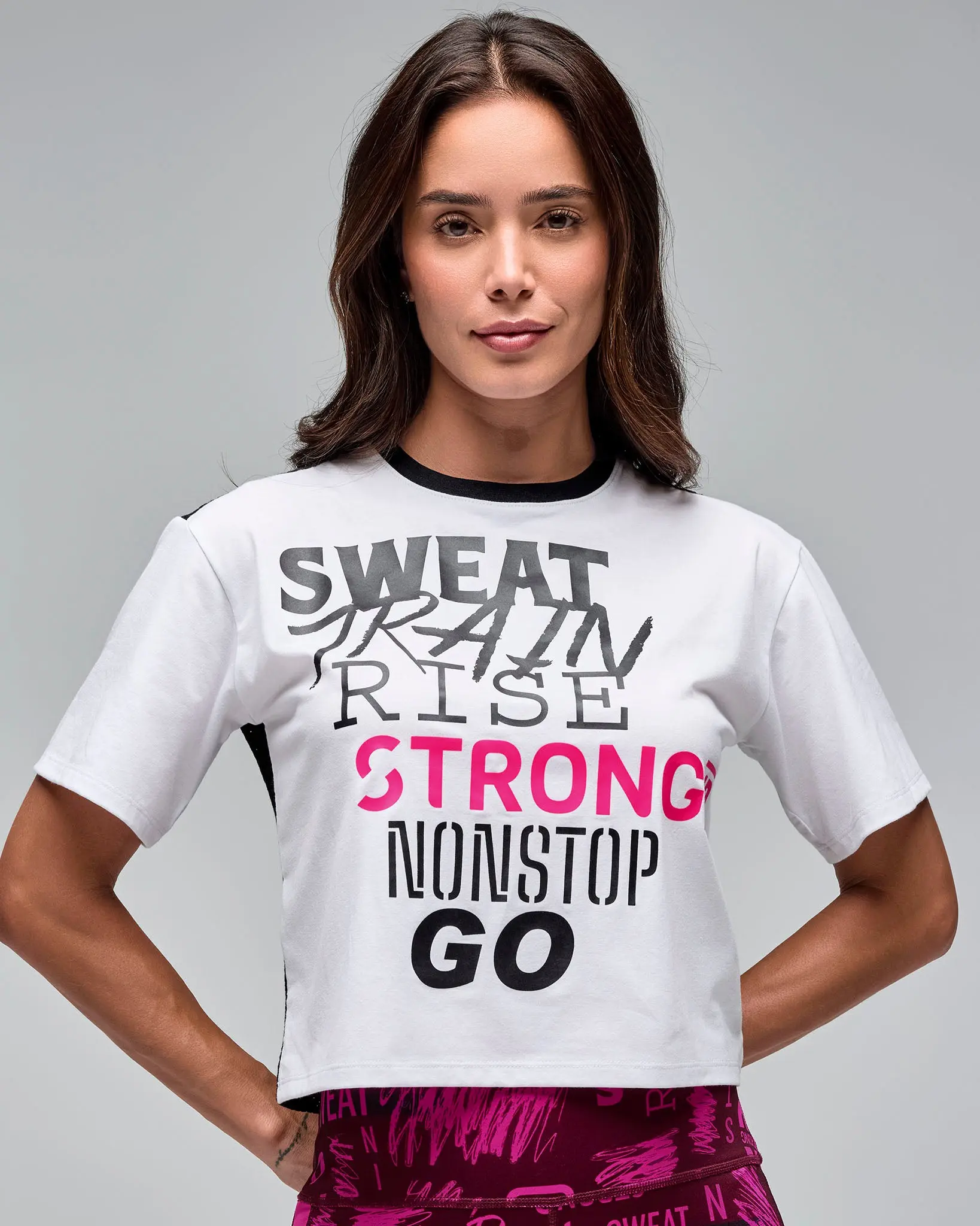 Women's STRONG iD Cropped Oversized Boxy T-Shirt - Casual Streetwear Fit, Mesh Back Design, Tshirt, Boxy Mesh Women's T-Shirts, Shortsleeve, Style, Knit, Top