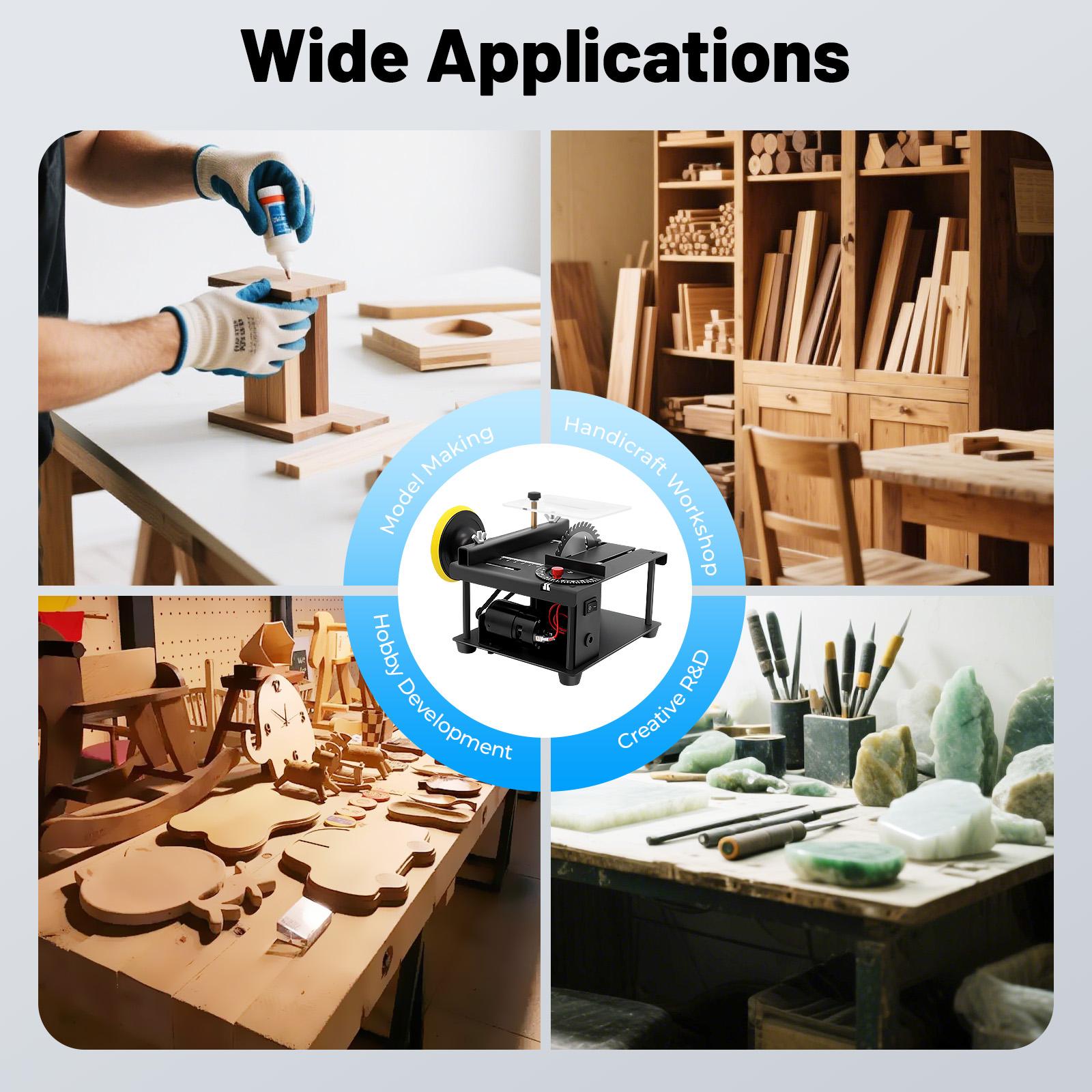 200W Mini Table Saw with Flexible Shaft 10000 RPM for Wood Acrylic PCB Cutting Engraving Tool Kit with Adapter Sandpapers