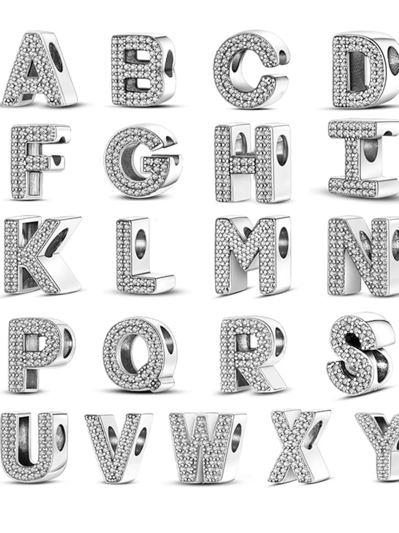 Rhinestone Decorated Letter Shaped Design Charm, Decorative Charm, Letter Charm Beaded, Initial Charm Beads, 1 Piece Fashionable Alphabet Charm for Women & Girls for DIY Jewelry, Trendy All-match & Exquisite DIT Jewelry As Gift