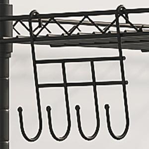 5-Tier Metal Storage Rack Organizer for Kitchen Laundry Garage Bathroom Pantry Closet Office 16.54"Wx11.81"Dx50"H Black Reinforced Iron Pipe Spider Mesh Design Durable Rust-Proof Coating Adjustable Feet & Hooks Easy Assembly Shelf Shelf