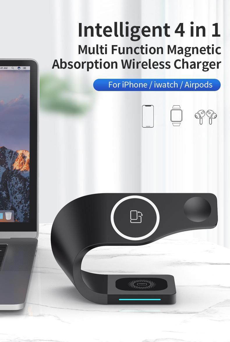 2026 4-in-1 Smart Magnetic Wireless Charging Station Foldable Portable Charger for Smartphones Smartwatches & Earbuds Compact Universal Compatibility
