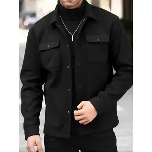 Men's Simple Woolen Jacket Coat, Fashion Casual Design, Suitable for Work or Outing, Lightweight Outerwear to Elevate Your Wardrobe StyleGiftGift